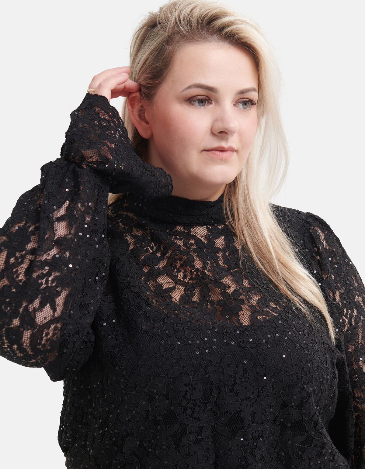 Spitze Pailletten-Top Schwarz von Fred SHOEBY WOMEN