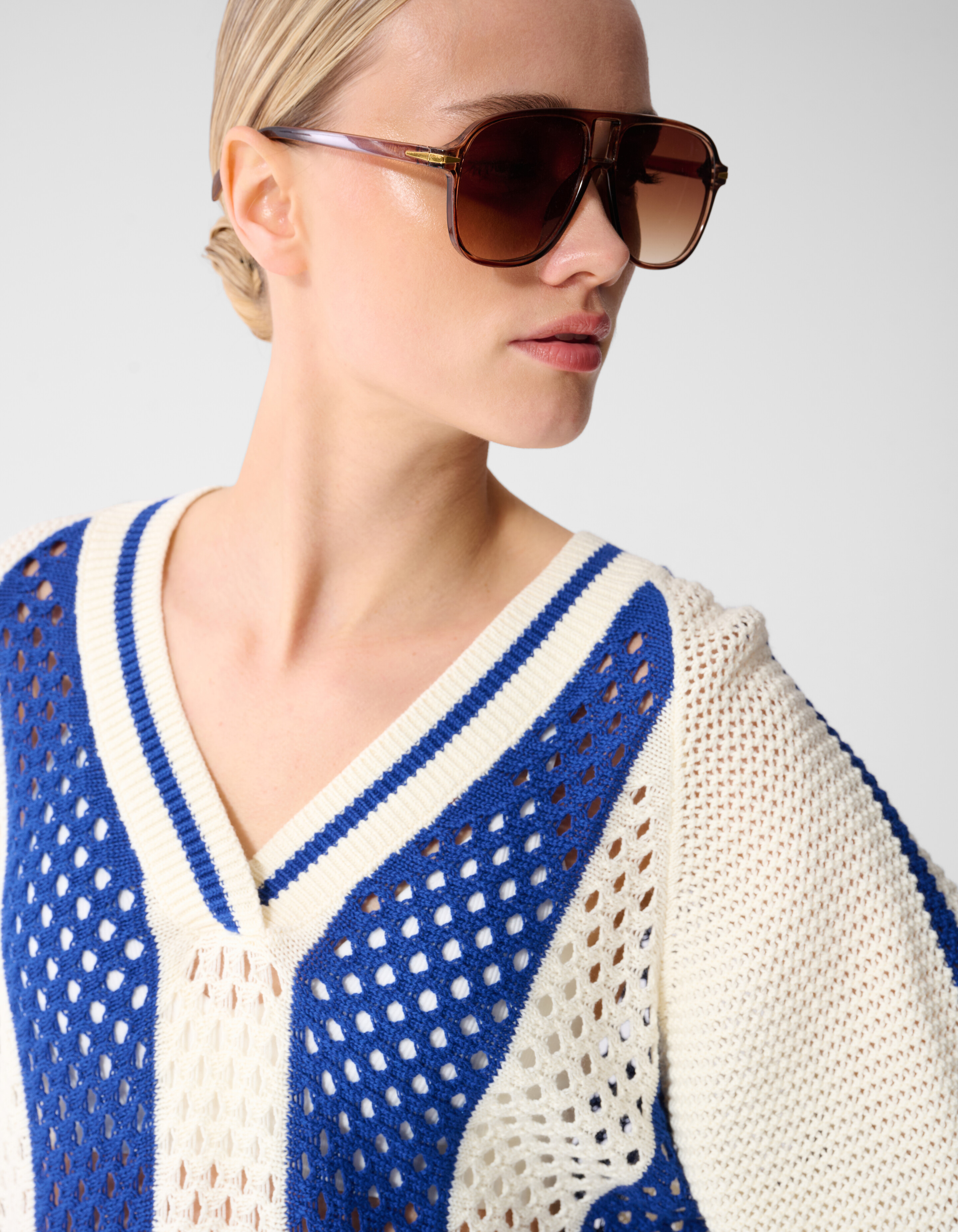 Gestricktes Sportliches T-Shirt Gebrochen Wei&szlig; SHOEBY WOMEN