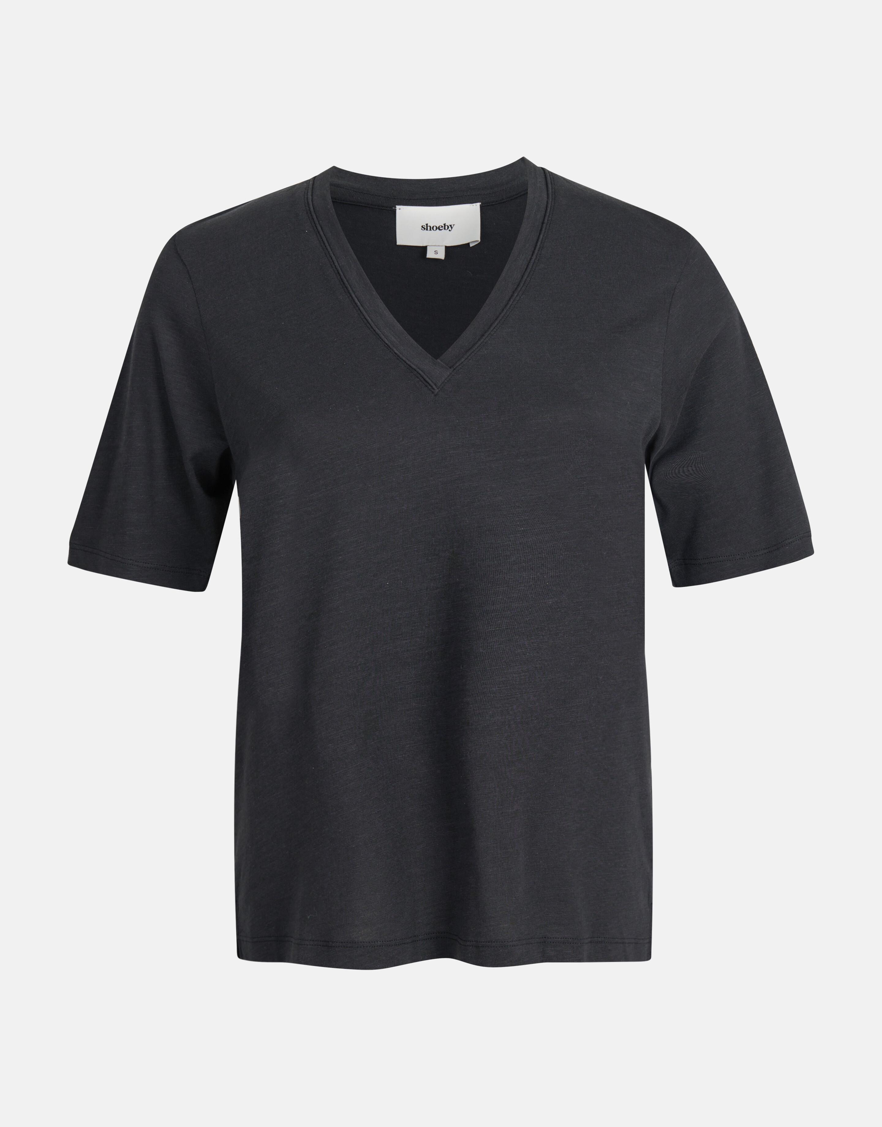 Basic-T-Shirt mit V-Ausschnitt Schwarz SHOEBY WOMEN