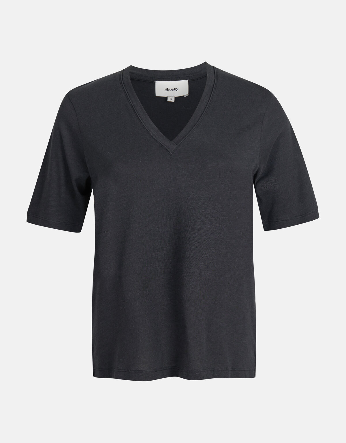 Basic-T-Shirt mit V-Ausschnitt Schwarz SHOEBY WOMEN