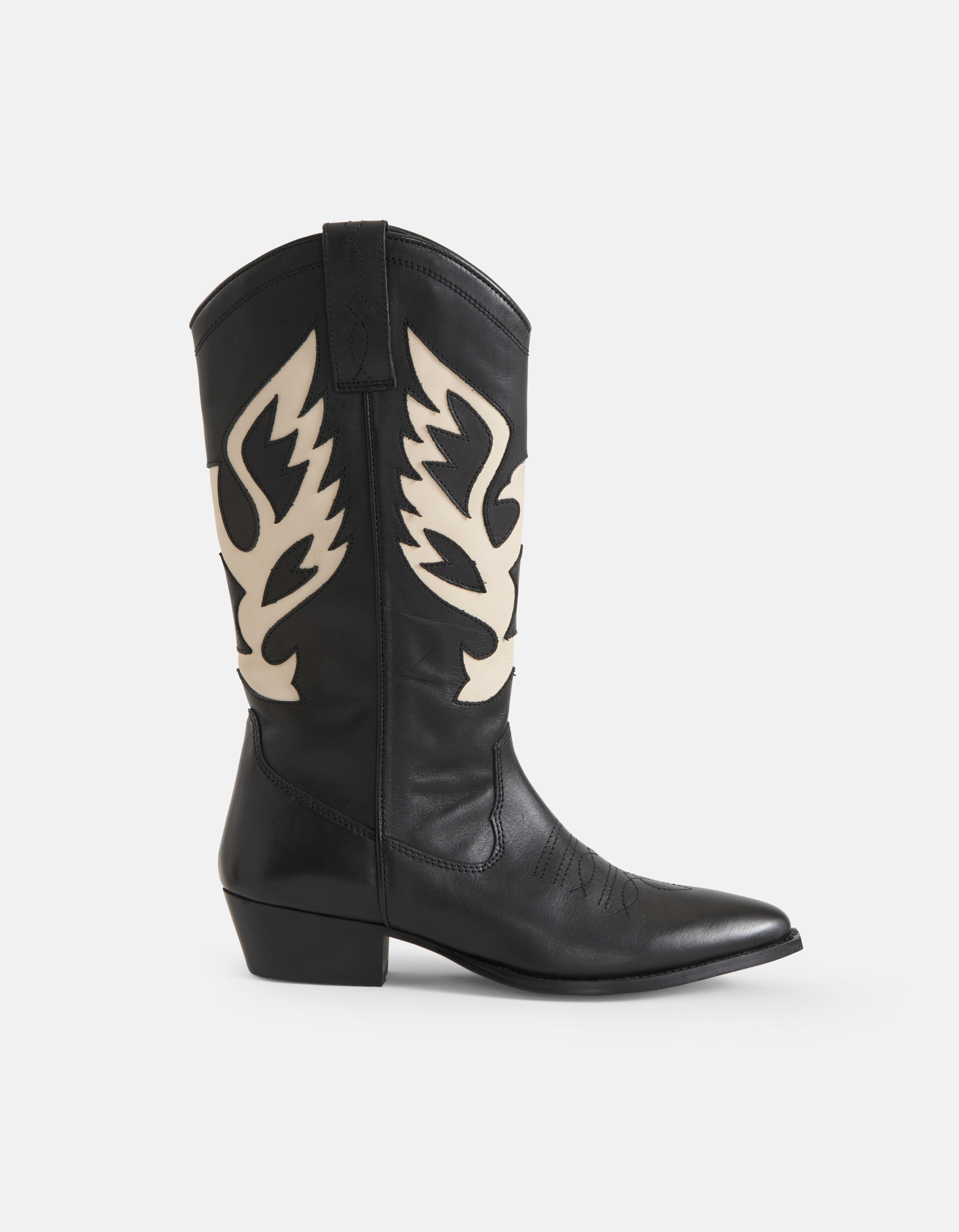 Leder Cowboystiefel Schwarz/Weiß SHOEBY SHOES