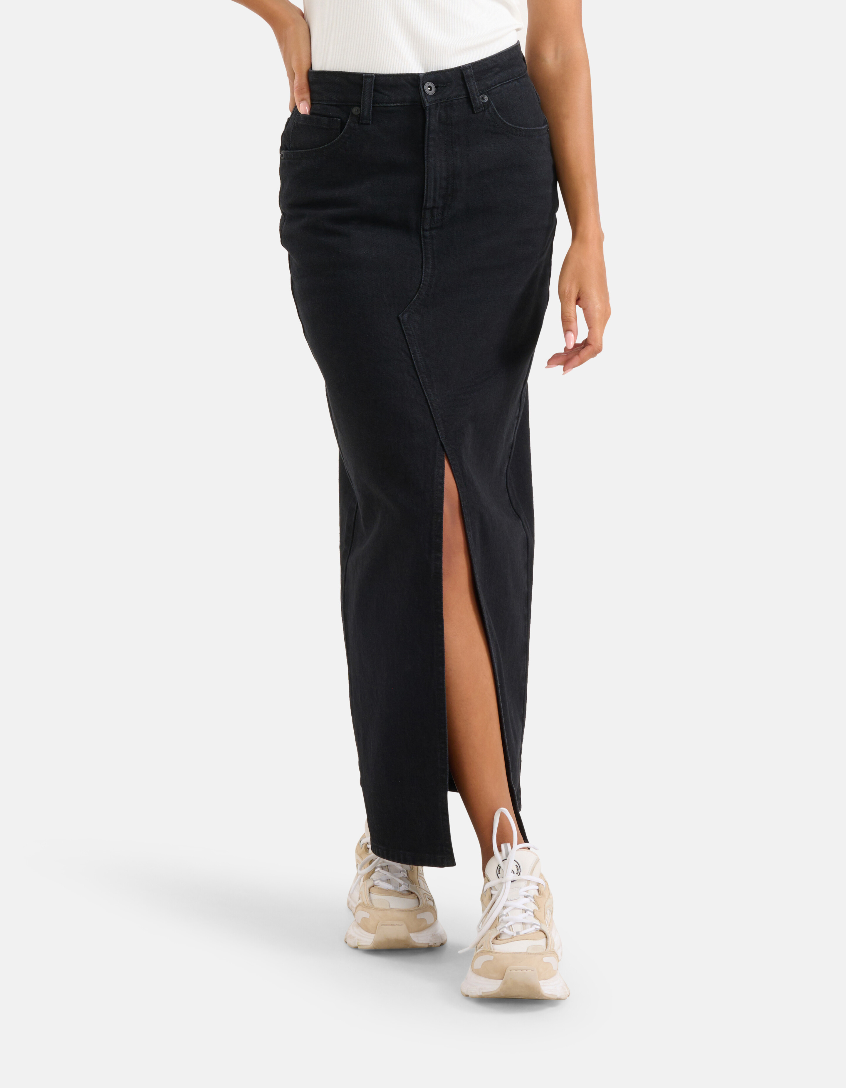 Midirock aus Denim Schwarz SHOEBY WOMEN