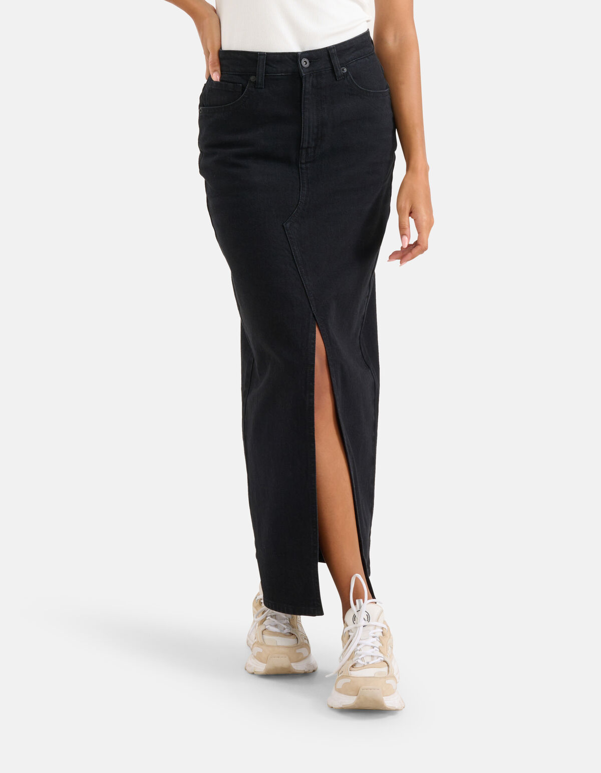 Midirock aus Denim Schwarz SHOEBY WOMEN