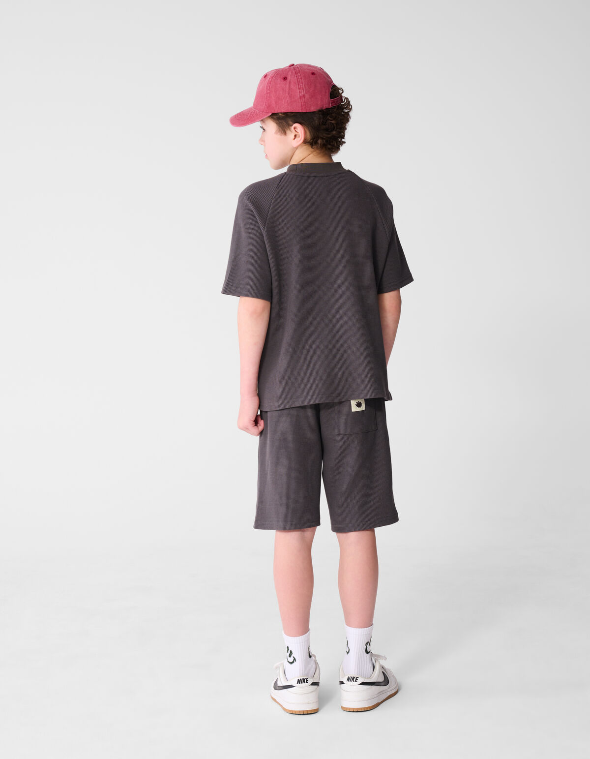 Waffelstruktur T-Shirt Dunkelgrau SHOEBY BOYS