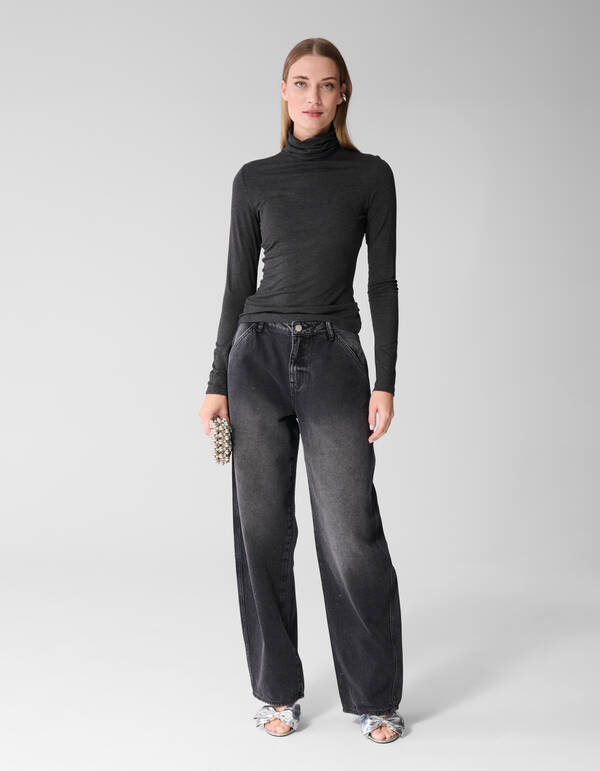 Col Neck Longsleeve Schwarz SHOEBY WOMEN