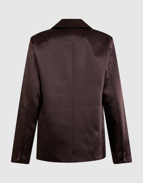 Oversized Satin Blazer Dunkelbraun SHOEBY WOMEN