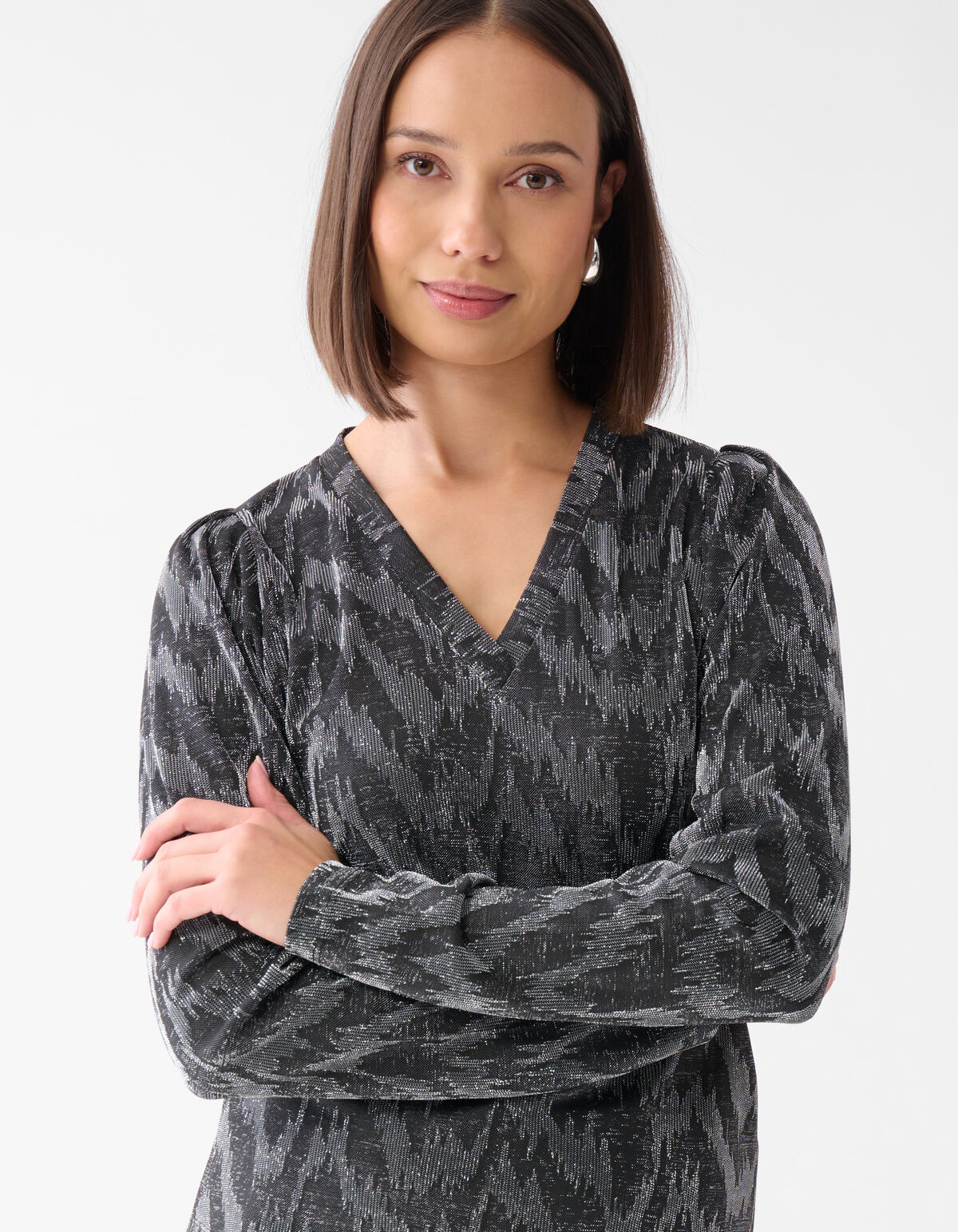 Lurex V-Ausschnitt Top Schwarz SHOEBY WOMEN