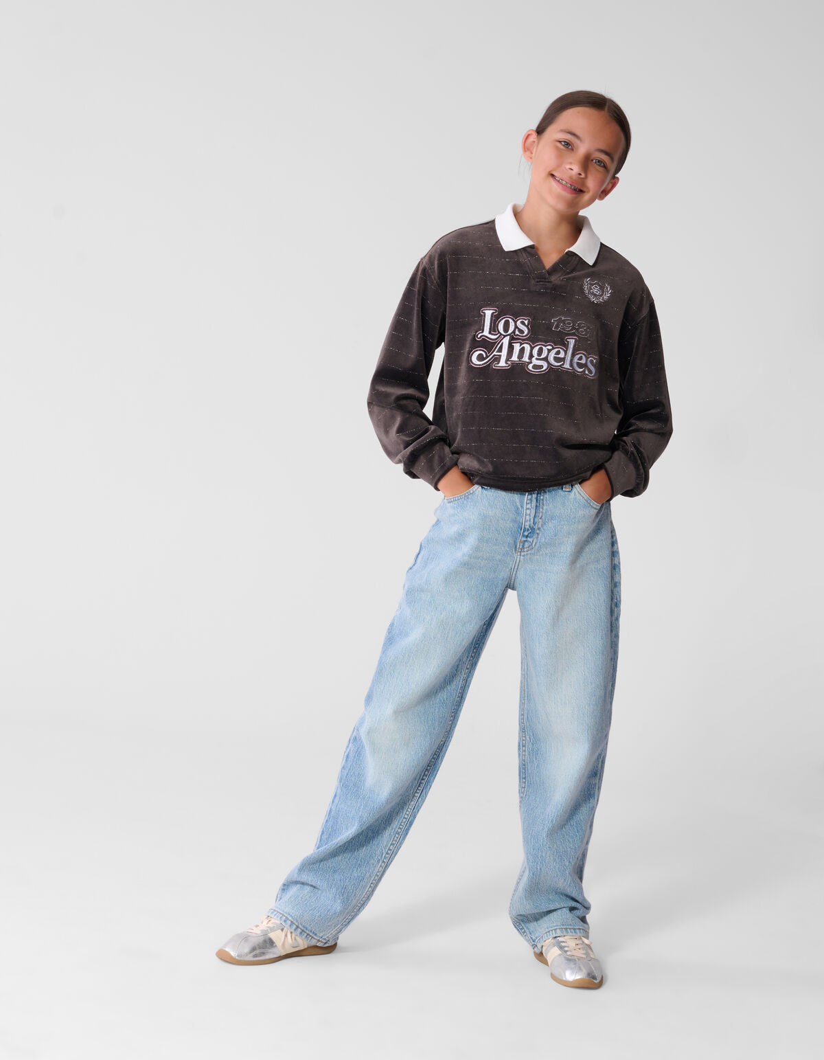 Velvet Sporty Longsleeve-Top Dunkelbraun SHOEBY GIRLS