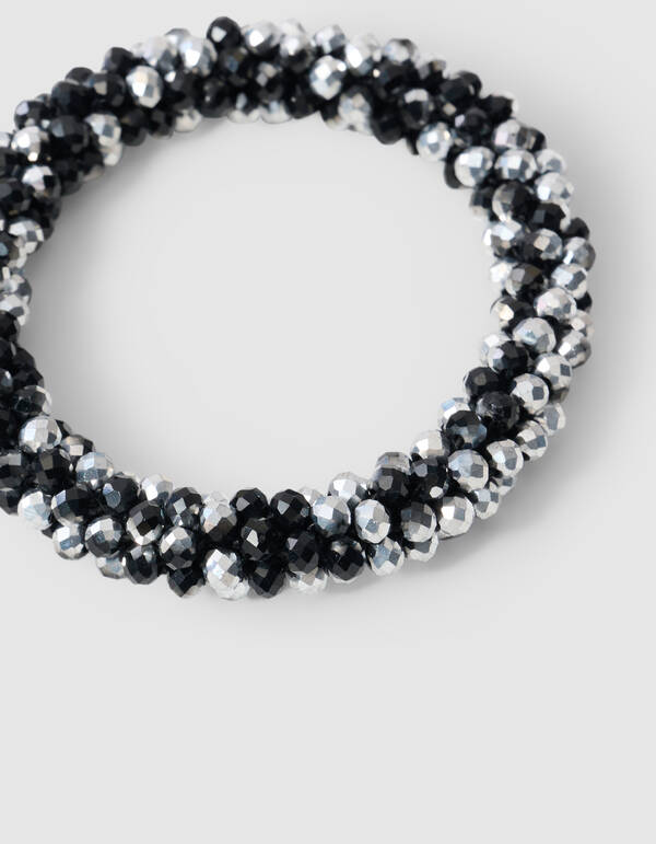 Perlenhaargummi Schwarz/Silber SHOEBY ACCESSOIRES