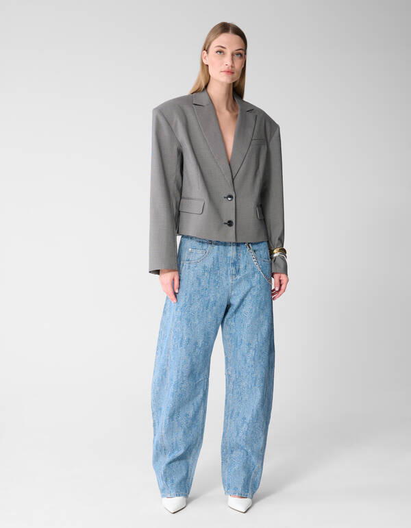 Jacquard Barrel Fit Jeans Blau SHOEBY WOMEN