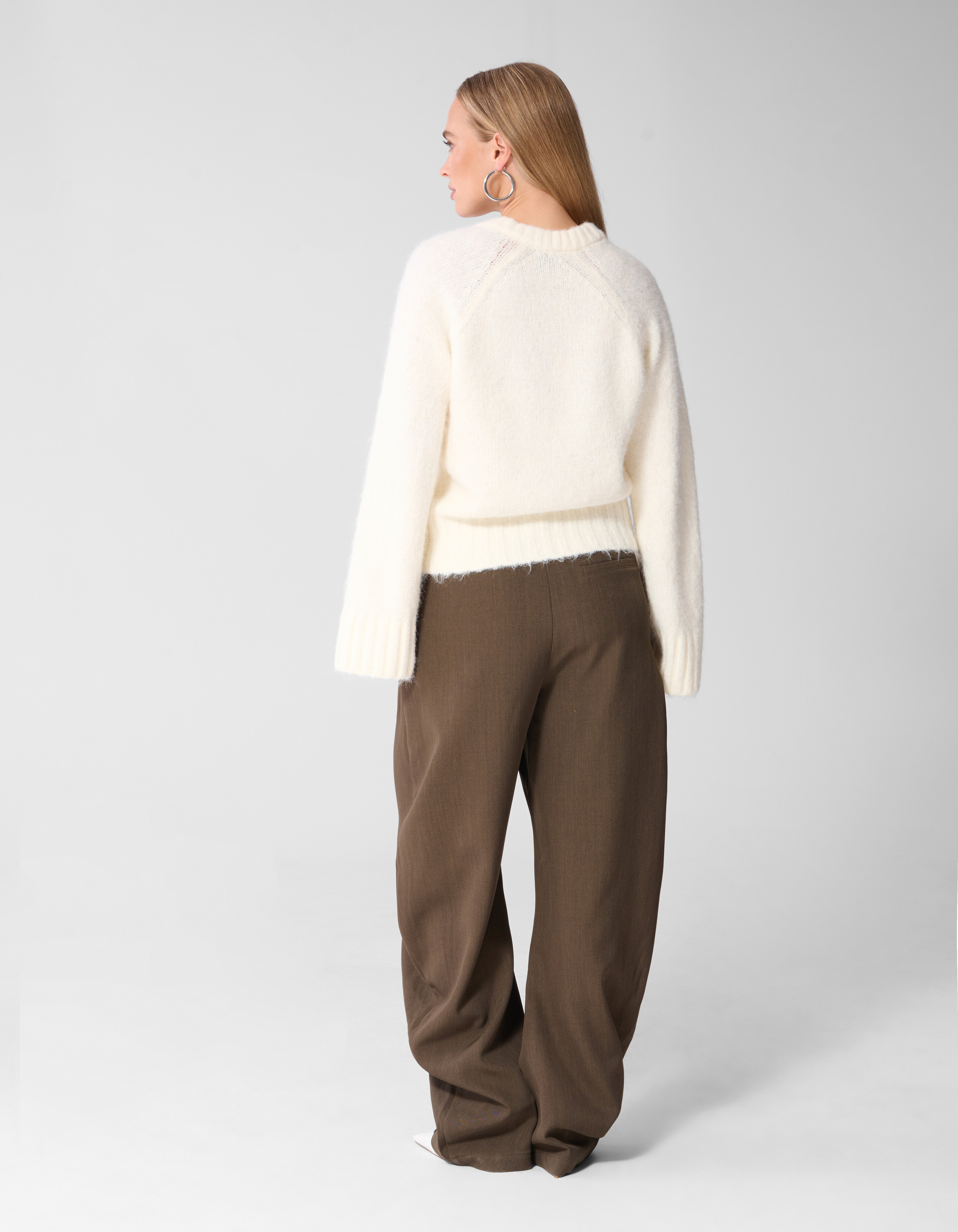 Oversized V-Ausschnitt Strickpullover Wei&szlig; SHOEBY WOMEN