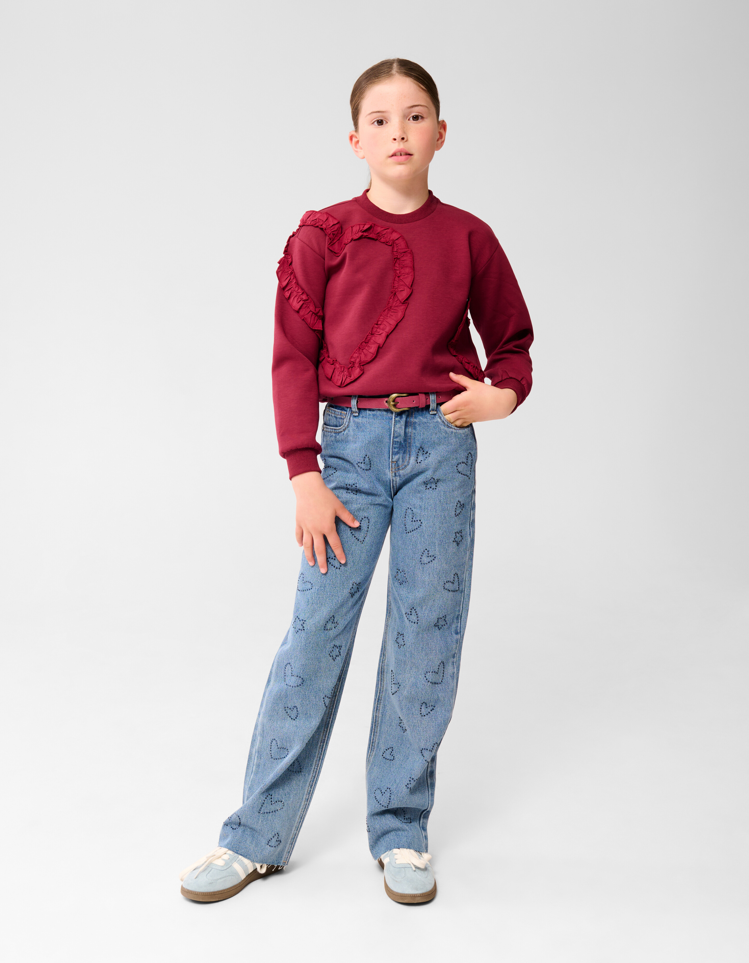 Ruffle Heart Pullover Dunkelrot SHOEBY GIRLS