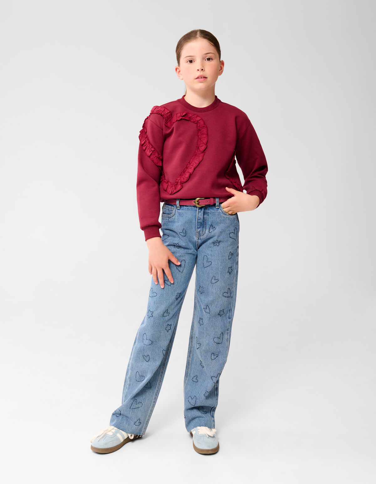 Ruffle Heart Pullover Dunkelrot SHOEBY GIRLS