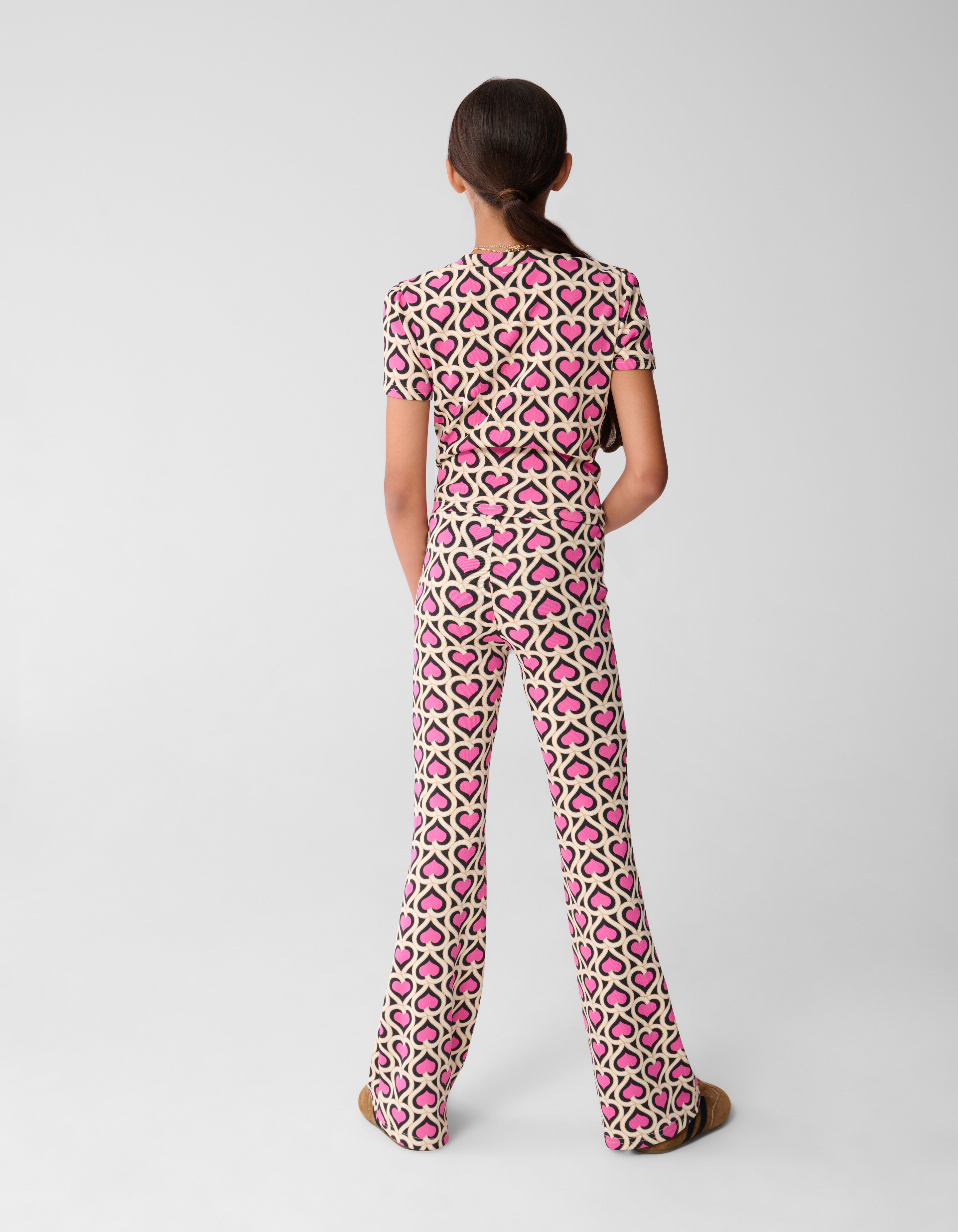 Printed Double Heart Flared Legging Pink SHOEBY GIRLS