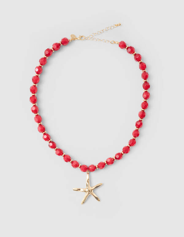 Perlen-Sternfisch-Kette Rot SHOEBY ACCESSOIRES
