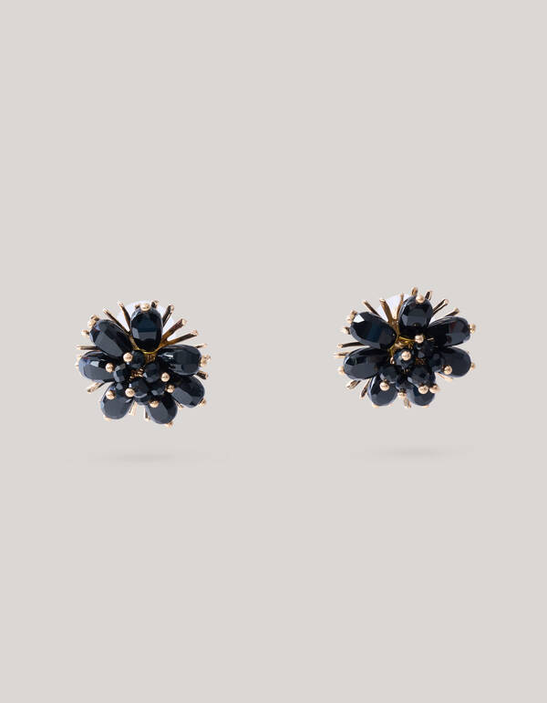 Perlenblumen-Ohrringe Schwarz SHOEBY ACCESSOIRES