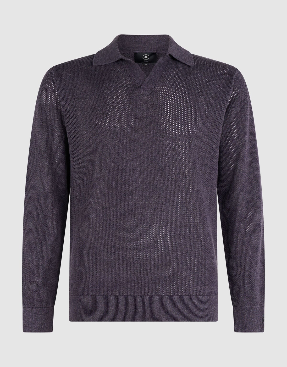 Lang&auml;rmliges Strick-Polohemd Dunkelviolett SHOEBY MEN