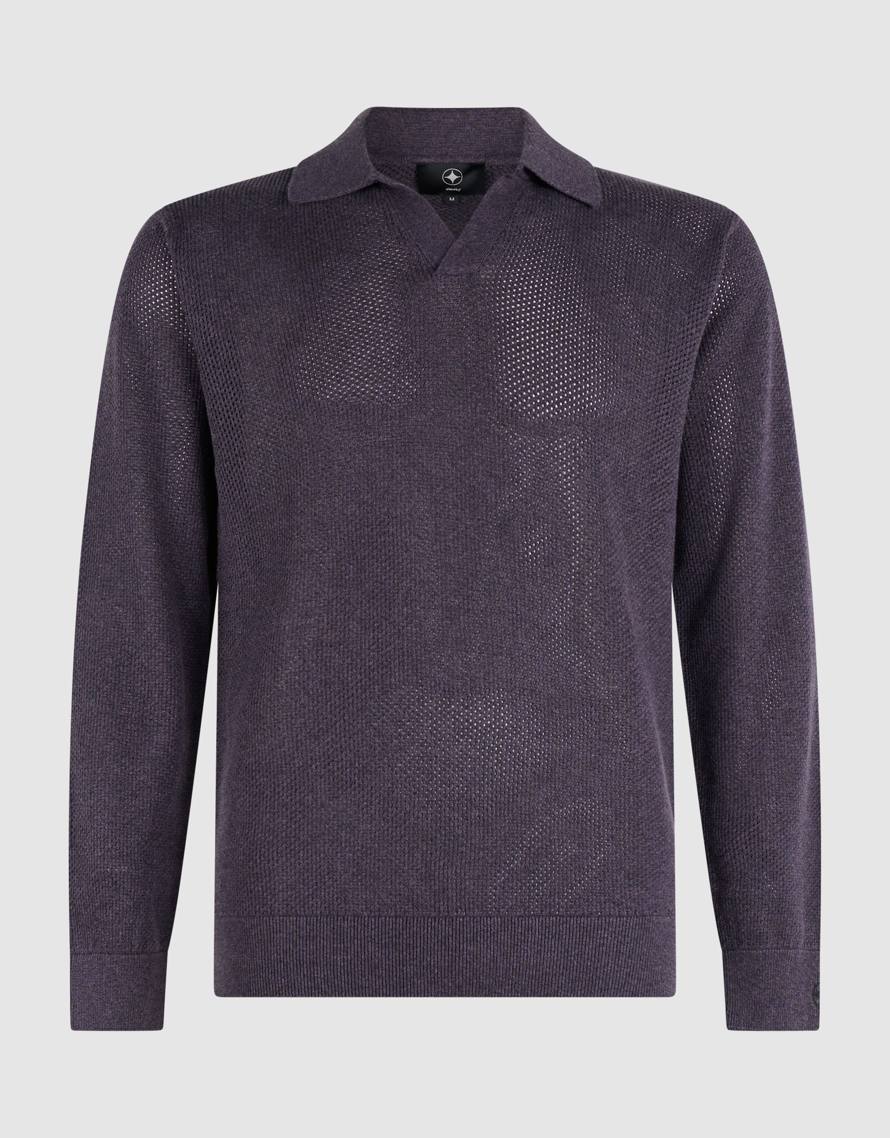 Lang&auml;rmliges Strick-Polohemd Dunkelviolett SHOEBY MEN