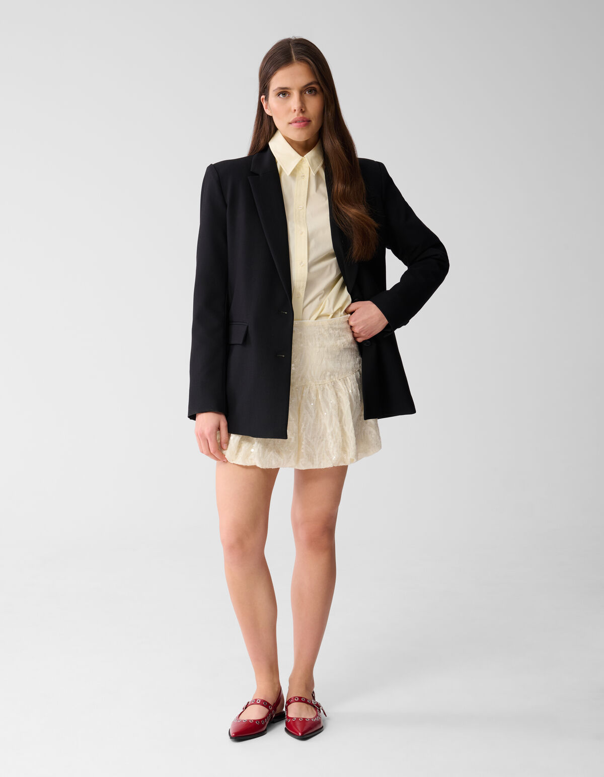 Pailletten Mini Rok Gebroken Wit SHOEBY WOMEN