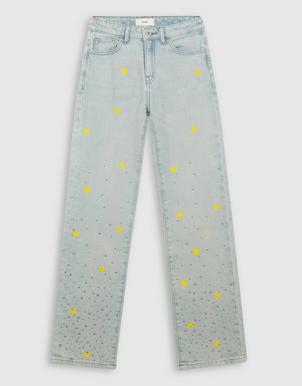 Rhinestone Heart breite Jeans gebleicht SHOEBY GIRLS