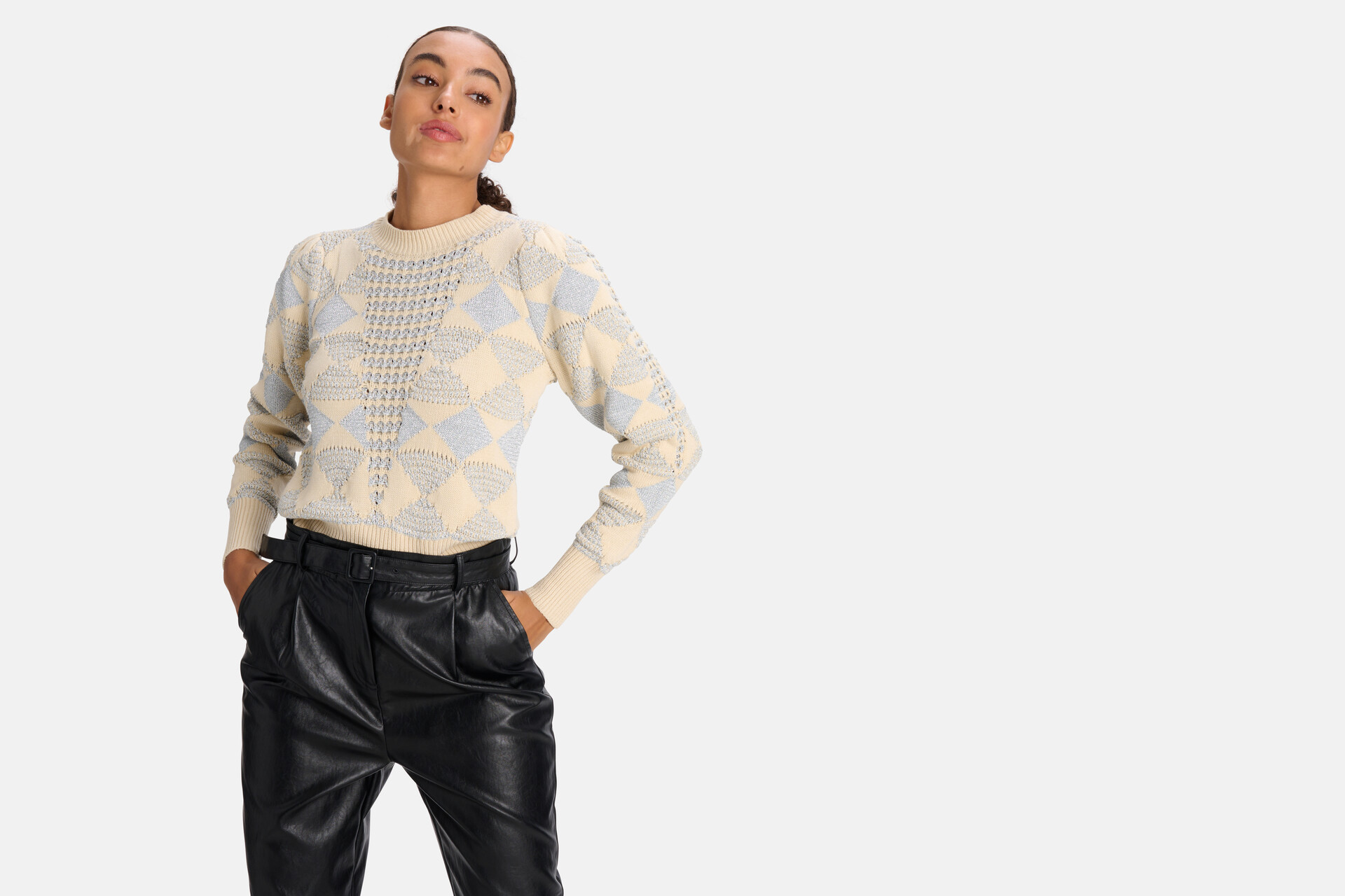 Lurex-Glitzer-Pullover Silber SHOEBY WOMEN