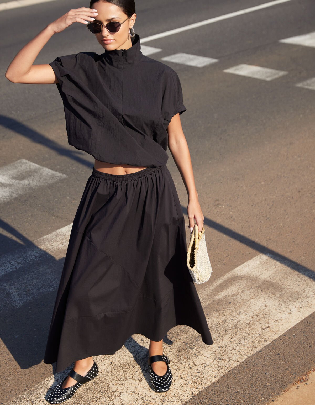 Popeline Maxi Rock Schwarz SHOEBY WOMEN