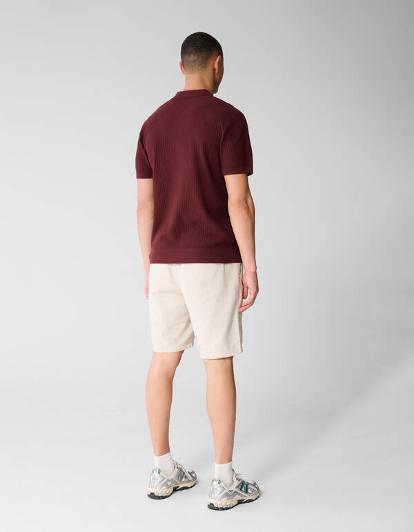 Gestricktes Zip-Poloshirt Dunkelrot SHOEBY MEN