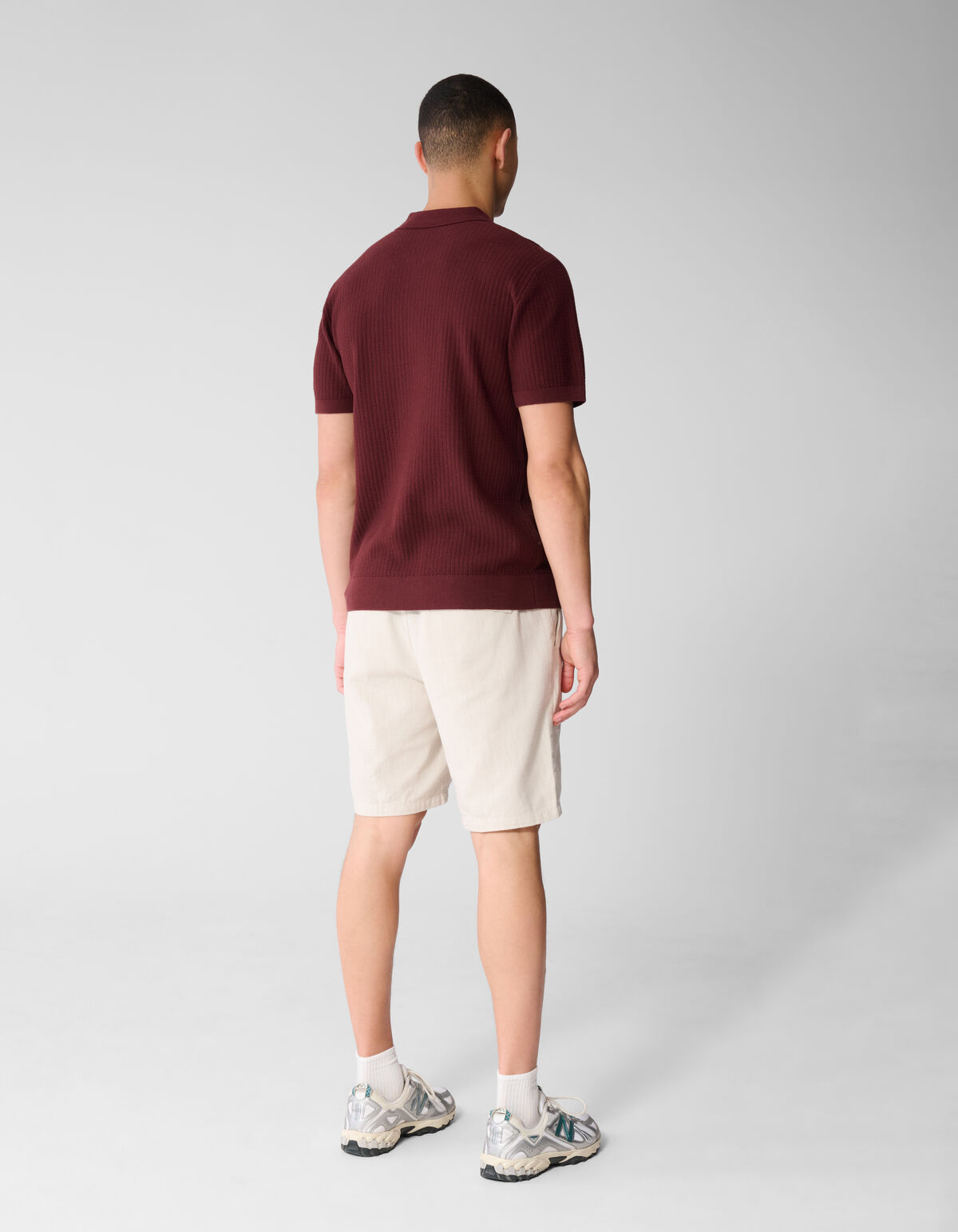 Gestricktes Zip-Poloshirt Dunkelrot SHOEBY MEN