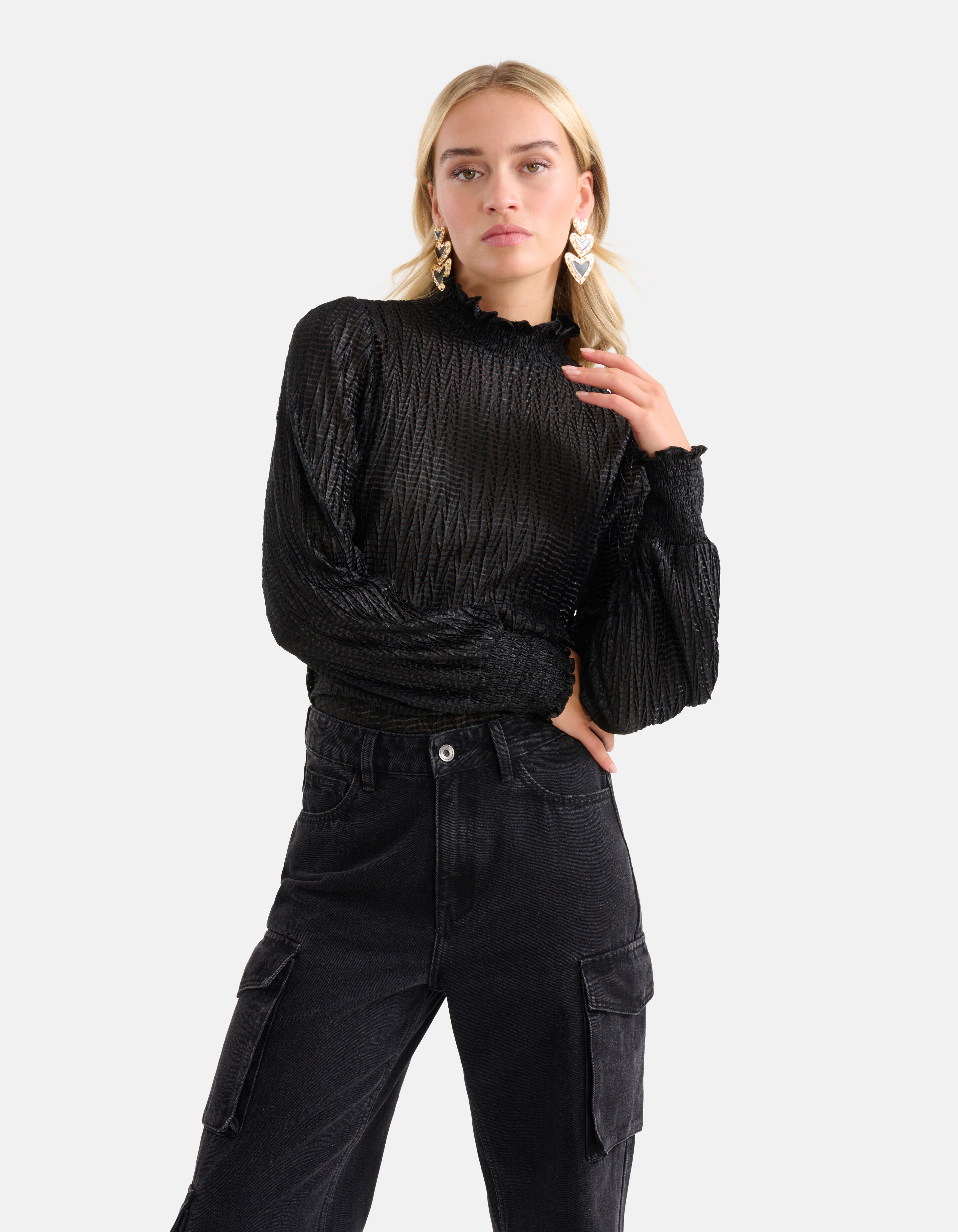 Textur Top Schwarz SHOEBY WOMEN
