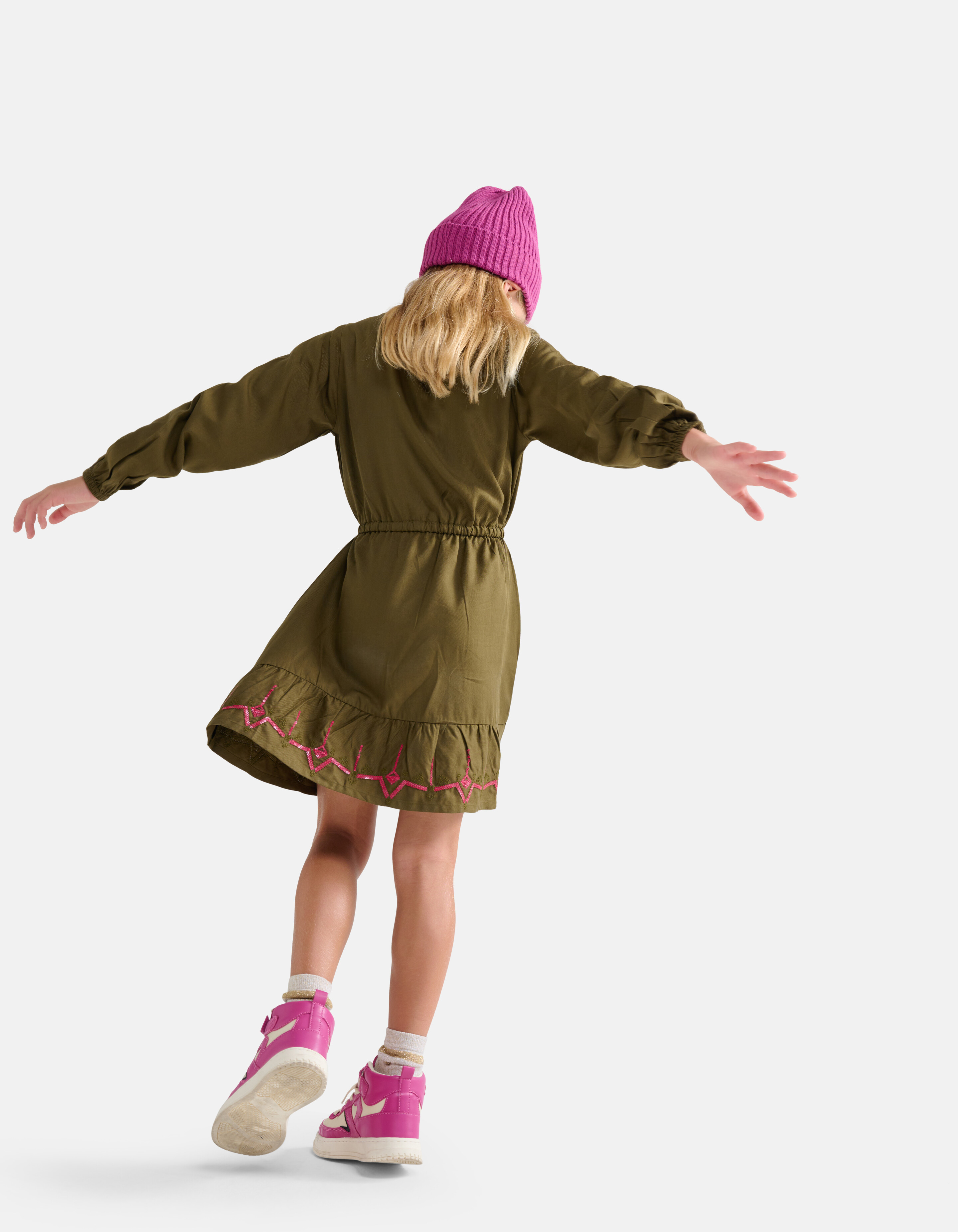 Kleid mit Strasssteinen Dunkelgrün SHOEBY GIRLS
