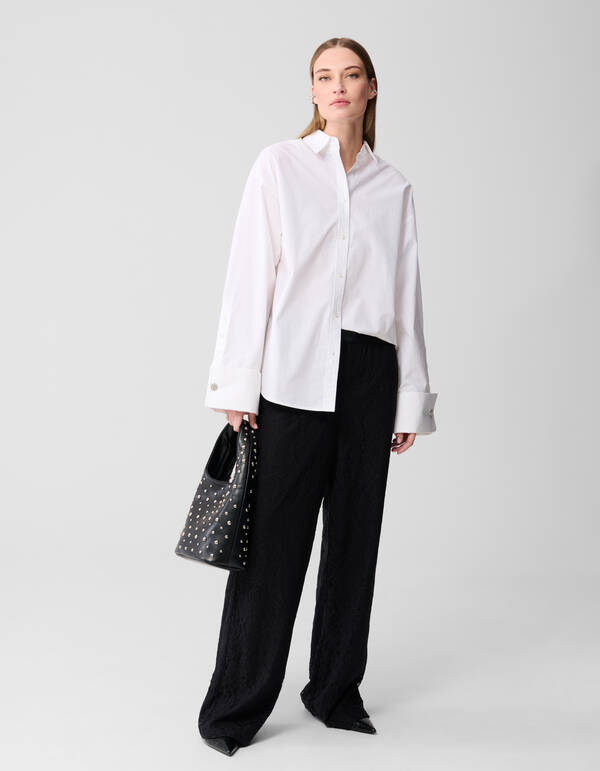 Schwarze Spitzenhose mit weitem Bein SHOEBY WOMEN