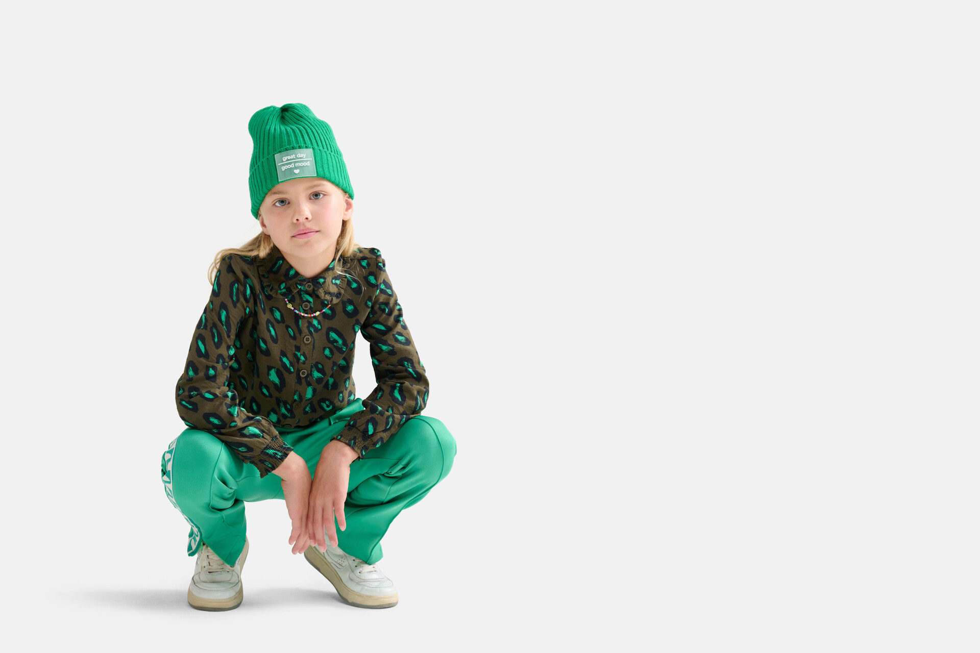Bluse mit Leopardenmuster Dunkelgrün SHOEBY GIRLS