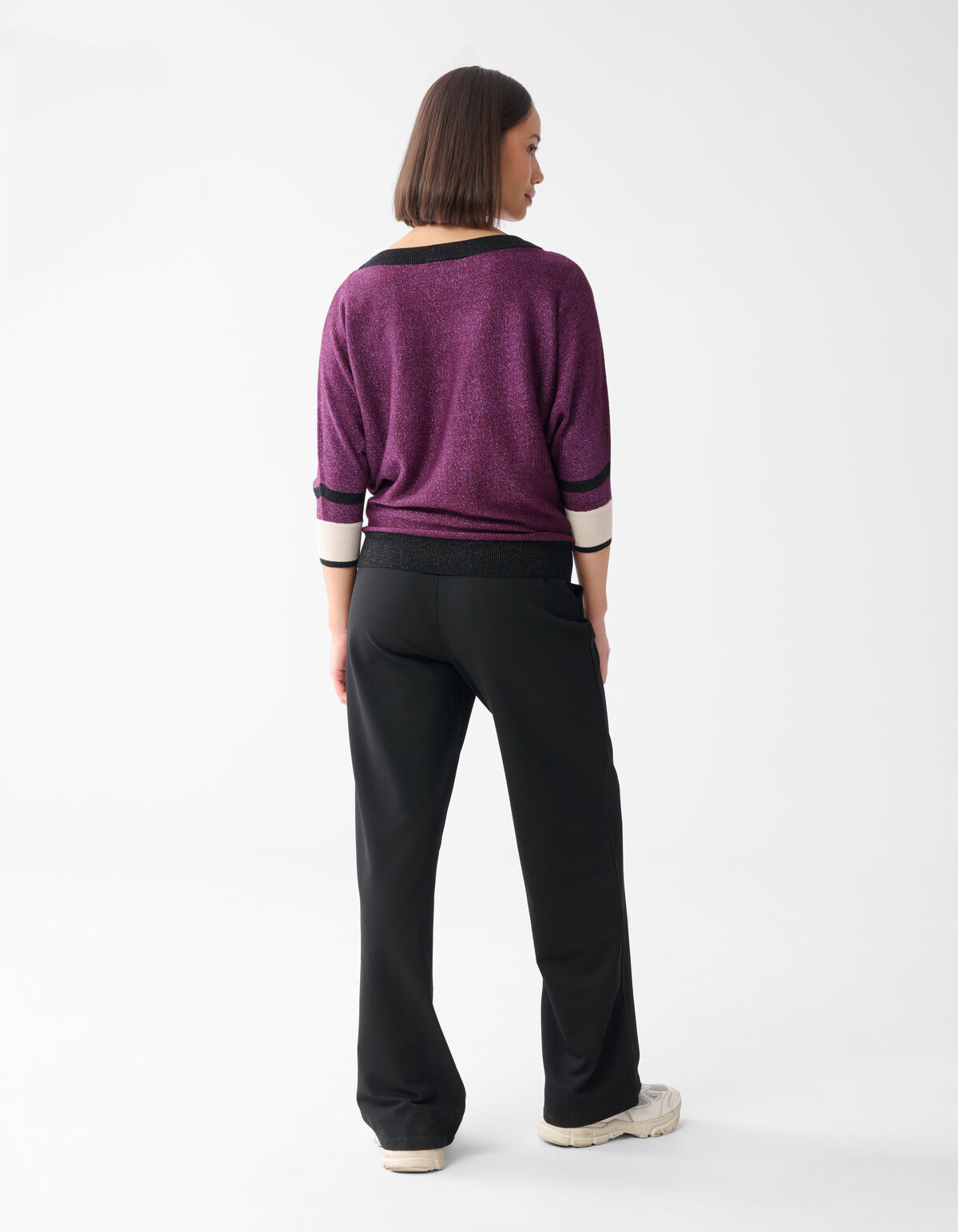 Colorblock Glitter Batwing Pullover Dunkelrot SHOEBY WOMEN