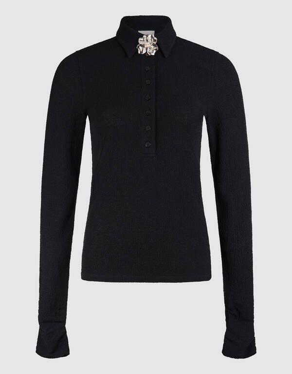 Blumen Polo Top Schwarz SHOEBY WOMEN