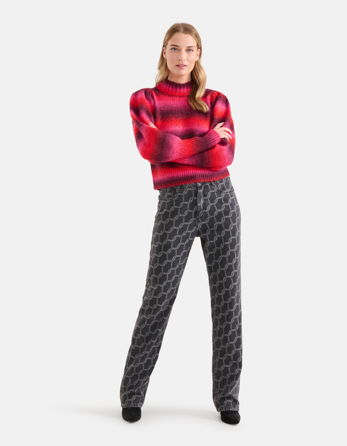 Space Dye Pullover Rot SHOEBY WOMEN