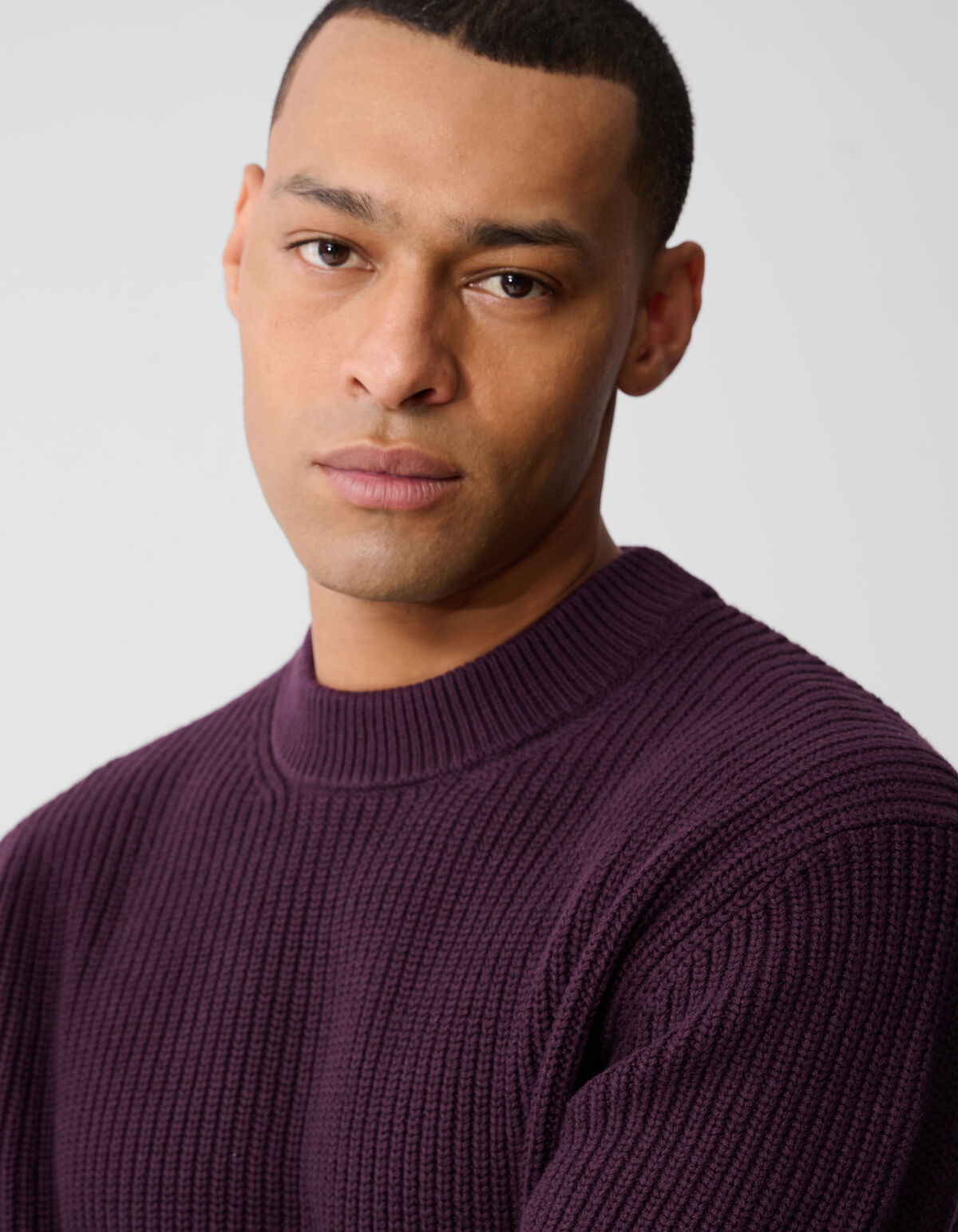 Rundhals-Strickpullover Dunkelrot SHOEBY MEN