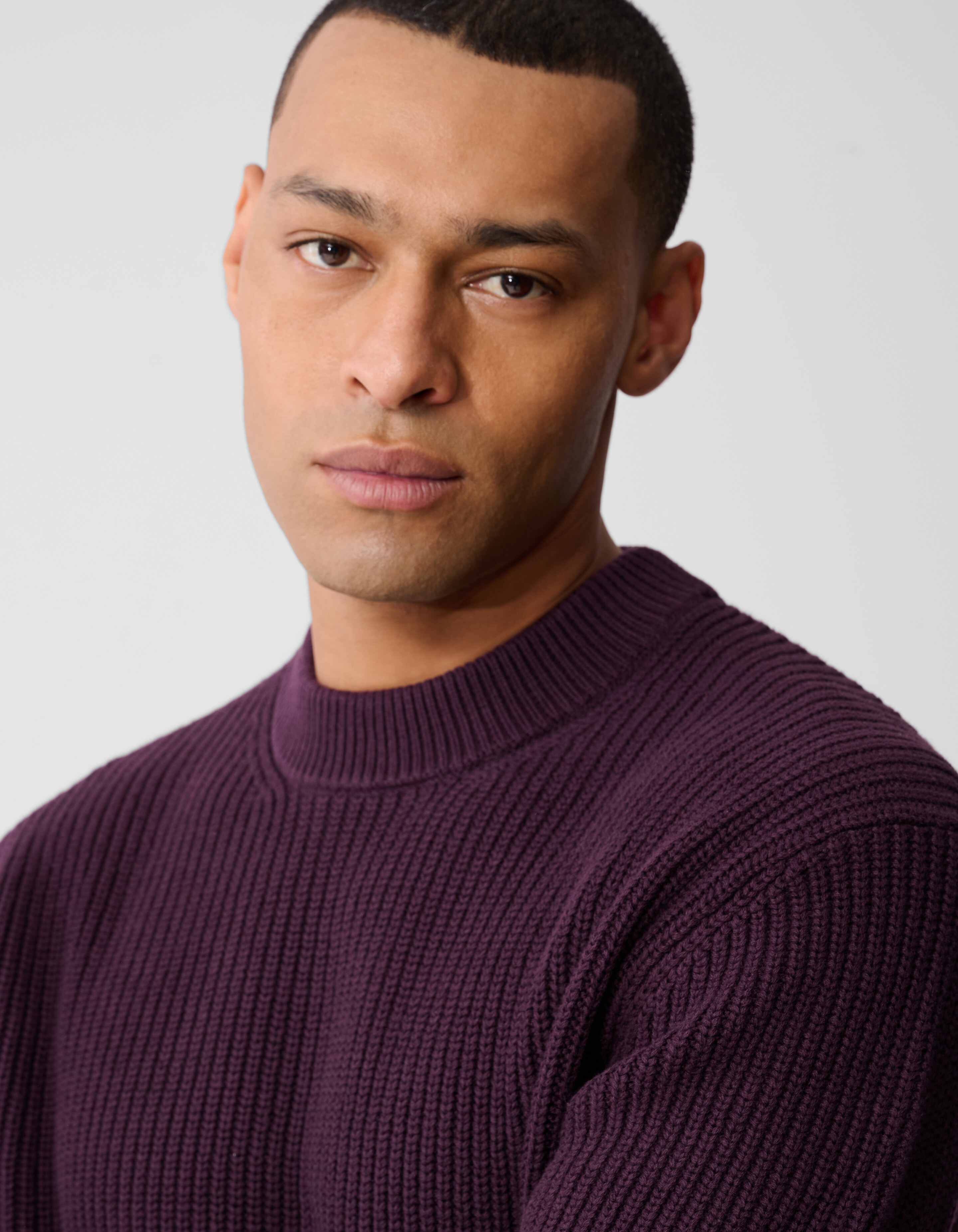 Rundhals-Strickpullover Dunkelrot SHOEBY MEN