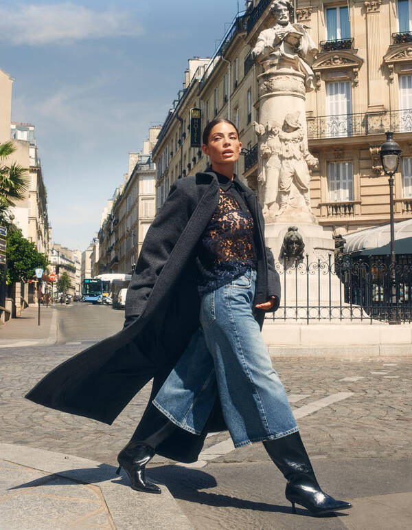 Oversized Karo Jacke Dunkelgrau SHOEBY WOMEN