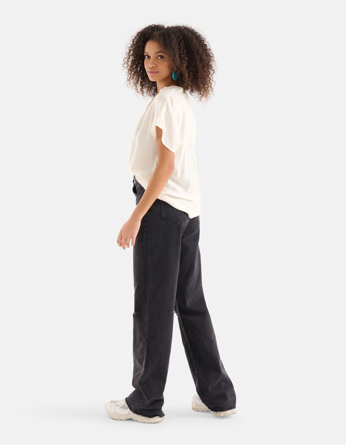 Relaxed Fit Oberteil Off White SHOEBY WOMEN