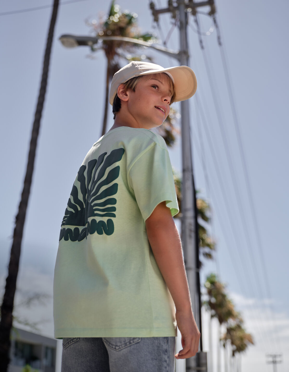 Gewelltes Sonnen-T-Shirt Hellgrün SHOEBY BOYS