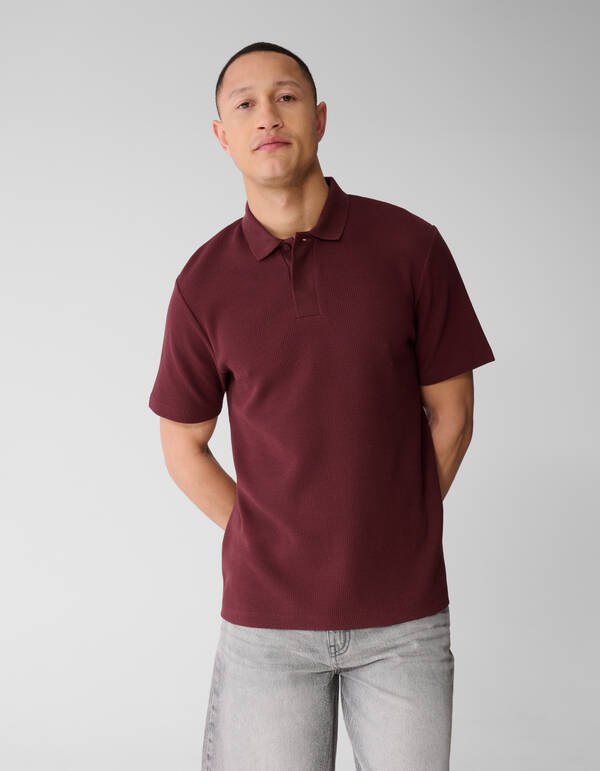 Waffel Polo Dunkelrot SHOEBY MEN