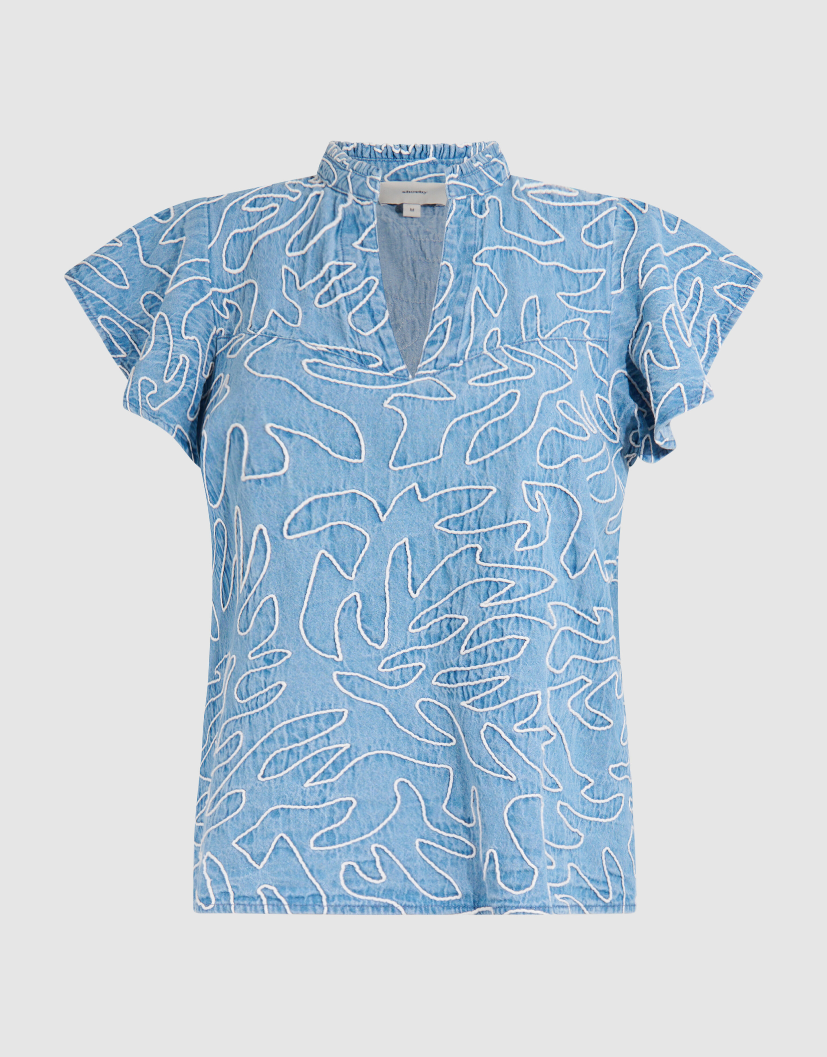 Denim Ruffle Cord Top Blau SHOEBY WOMEN