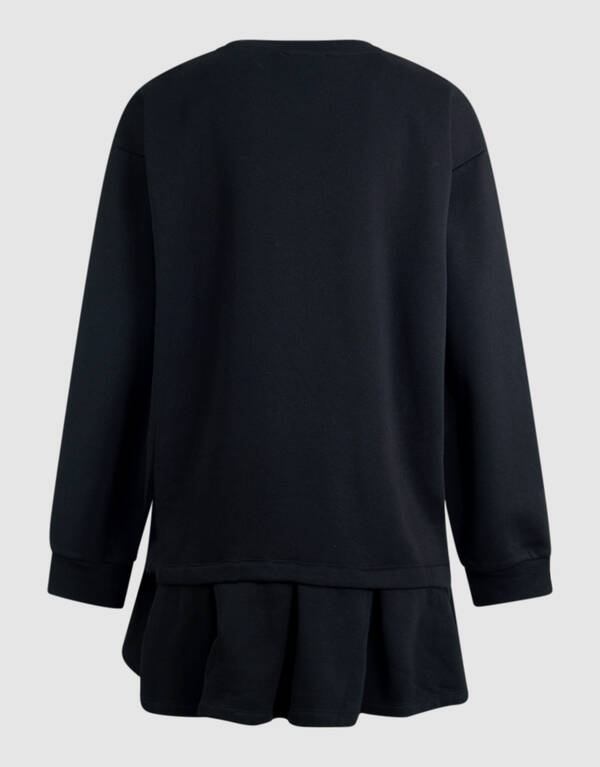 Oversized Sweatshirt-Kleid mit Rüschen Schwarz By SHOEBY WOMEN