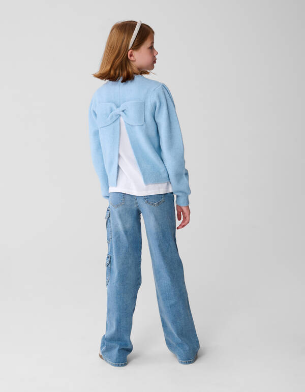 Open Back Strik Pullover Hellblau SHOEBY GIRLS