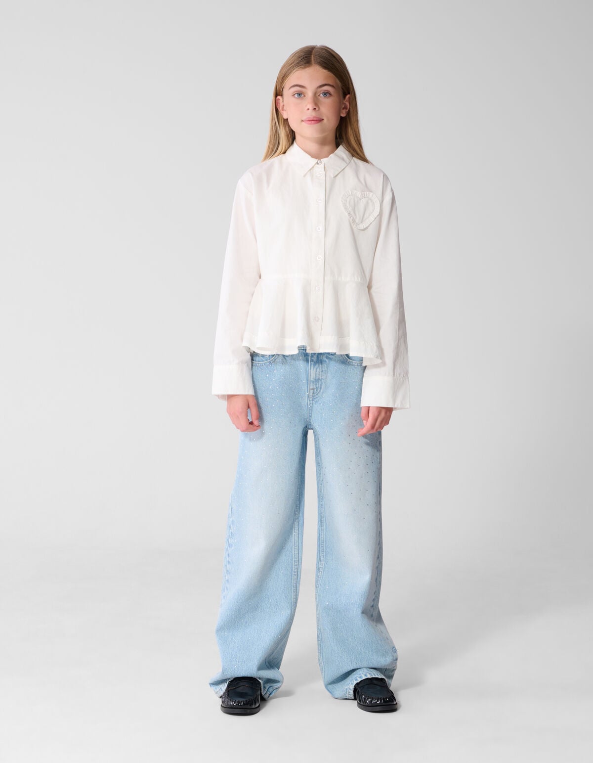 Peplum Herz Bluse Wei&szlig; SHOEBY GIRLS