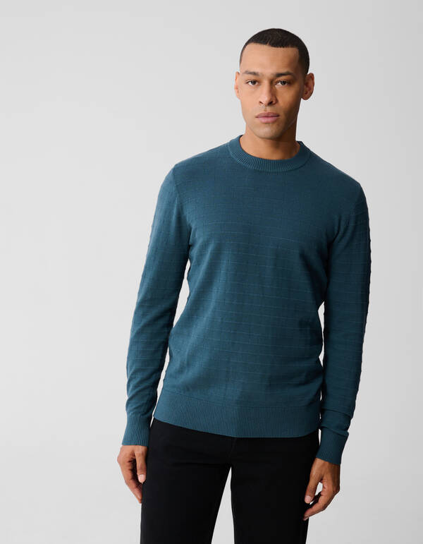 Strukturierter Strickpullover Dunkelgrün SHOEBY MEN