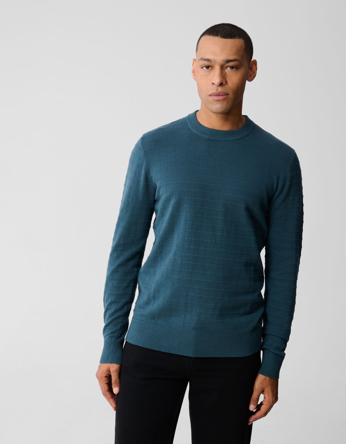 Strukturierter Strickpullover Dunkelgrün SHOEBY MEN