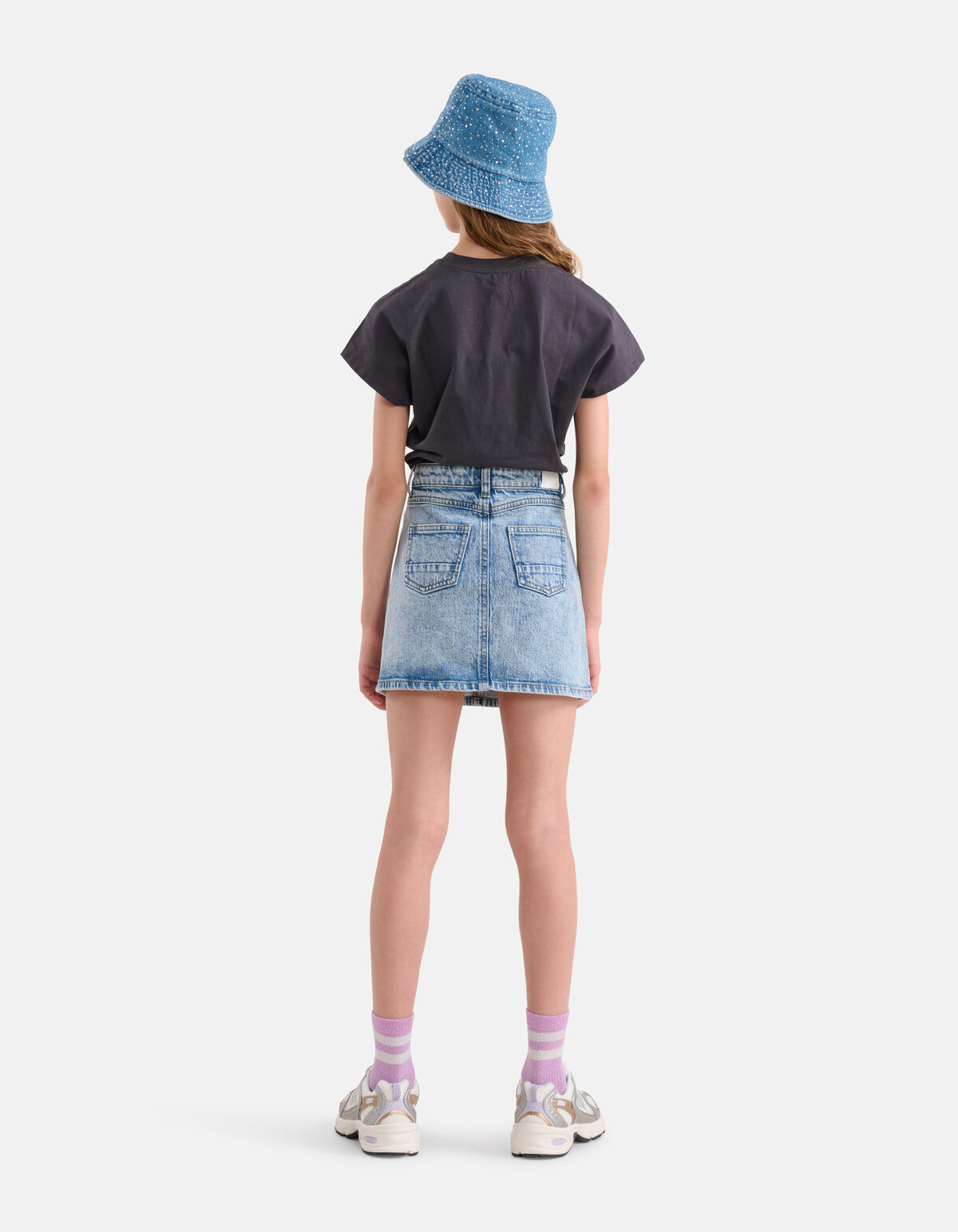 Geplooide Denim Rok Mediumstone SHOEBY GIRLS