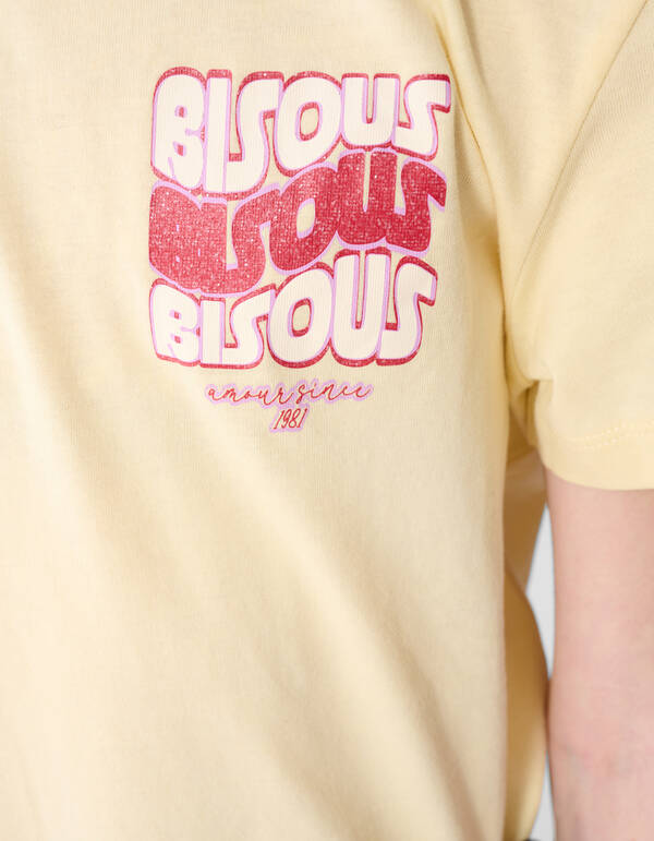 Bisous Glitter Artwork T-Shirt Hellgelb SHOEBY GIRLS