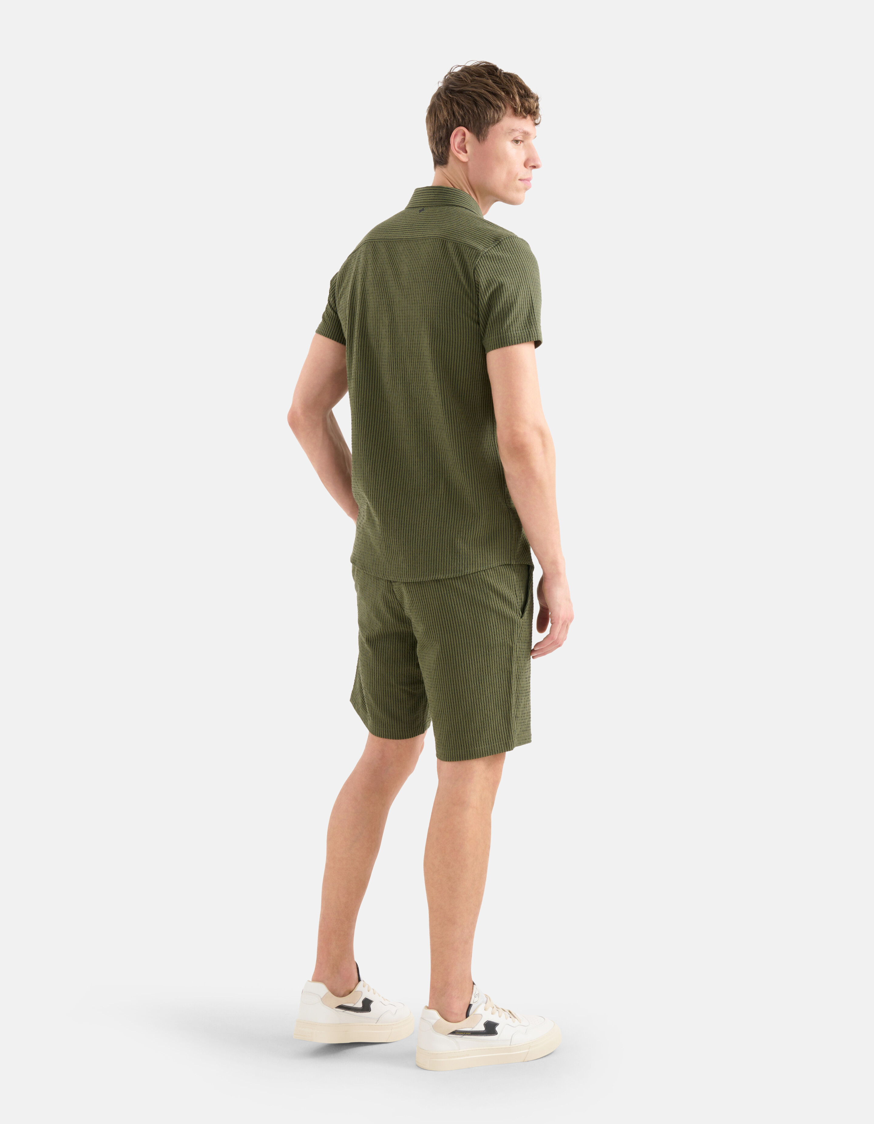Gestreiftes Seersuckerhemd Grün SHOEBY MEN